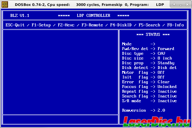 LDP Commander running in DOSBox (connected to a HIL-1000)